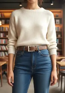 Carlisle Women’s Textured Belt. Brown, Tan, White