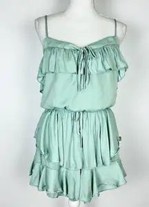 Mustard Seed Seafoam Mint Green Ruffle Romper Open Back Sleeveless Medium