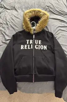 True Religion Fur Zip Up Hoodie