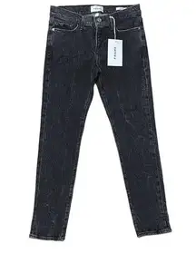 NWT FRAME Black Le Garcon ankle Jeans acid wash Womens Black Straight Jeans 25