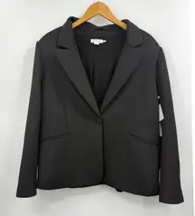 Good American Black One Button Scuba Blazer Jacket Size 2XL
