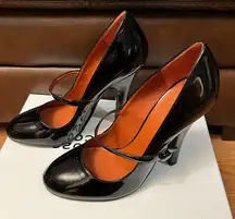 NIB Marc Jacobs Runway Mary Jane Heels Shoes Black Patent Leather 8