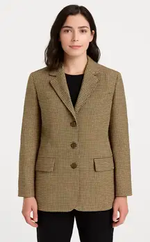Vintage Saks Fifth Avenue Folio Houndstooth Wool Blazer USA large