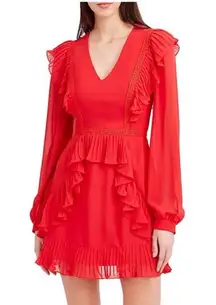 Bcbgmaxazria Red Ruffle Mini Dress