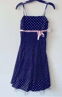 NWT Vintage Y2K Pulse Black & Pink Polka Dot Dress with Taffeta bottom