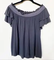 Off the Shoulder Ruffle Sleeve Top Size Medium