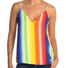 Socialite Striped Scalloped Rainbow Cami Colorful Top NWOT Size S