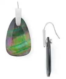 Kendra Scott Womens Marty Mother-of-Pearl Drop Earrings Silver Black OS NWT‎