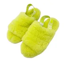 UGG  Australia Womens Fluff Yeah Slide Slippers Sandals Size 6 Key Lime Green