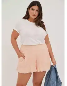 Torrid Peach Multi Stripe 5 Inch Textured Gauze High Rise Summer Shorts 1X