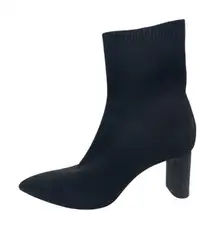 Zara Women's Black Stretch-Knit Pointed Toe Slip-On Heeled Sock Ankle Boot Sz 9