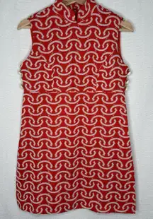 Vtg 60s Mod Go Go Shift Dress Orange Psychedelic Side Slit Gale Mitchell READ SZ