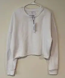 Refuge Athletics Women's Cropped Sweatshirt Pullover Crew White‎ Size Large NWT