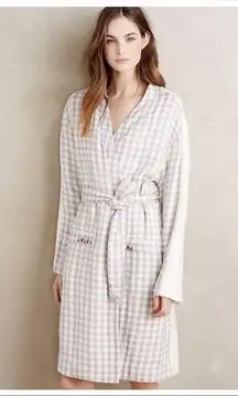 ANTHROPOLOGIE Saturday Sunday Robe Gray Checkered Pattern