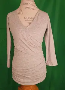 Sundance‎ Womens Vanessa Gray Faux Wrap V Neck Shirt Top Small