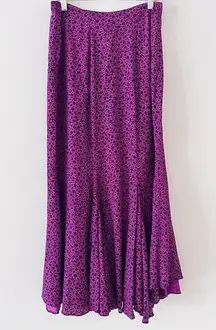 Vintage Carole Little Skirt Womens Size 6 Purple Floral Maxi Made in the USA
