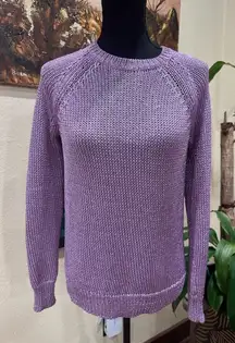 EUC J. Crew Purple Sparkle Metallic Crew Neck Sweater long sleeve longer back