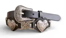 Buckle Black and Silver Heart Belt