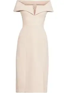 BCBG MAXAZRIA Bare Pink Marquis Off the Shoulder Cocktail Dress Women’s US 4