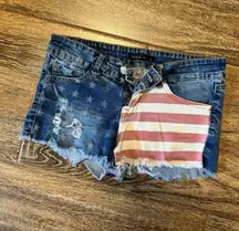 American flag denim Shorts