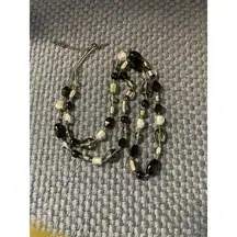 Lane Bryant necklace black clear glass beads long