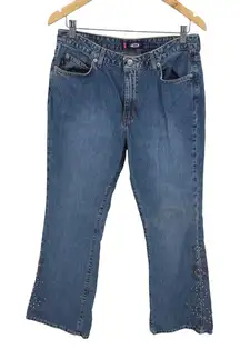Vtg Bongo Jeans 13 City Rider Bootcut Embellished Flare Studded Y2K High Rise