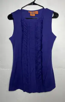 Tory Burch Purple Ruffle Tank Top Size Small Sleeveless Blouse