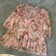 Sheer ruffle top ZARA