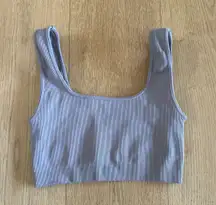 Set Active - Ribbed Sleeveless Sports Bra Crop Top in Gray
