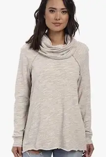 FP Beach Free People Women's Long Sleeve Cocoon‎ Cowl Pullover Oatmeal One Size
