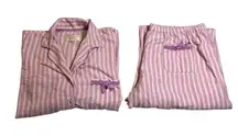 Victoria's Secret Stripe Pajama Set Size Large Cotton Loungewear Casual Colorful