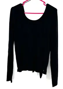 Fabletics Size Medium Top‎ Shirt Black Tie Front Long Sleeve Athleisure Casual