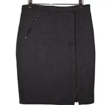 Womens J. Crew The Pencil Skirt C8269 Gray Wool Zipper Asymmetrical Skirt Size 4