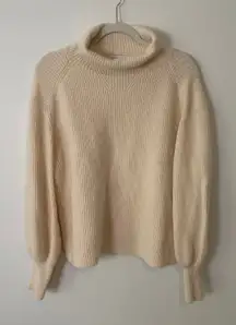 Nordstrom cream knit turtleneck wool & cashmere sweater size M