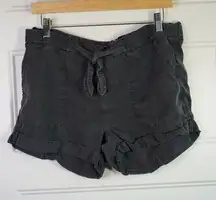 Aerie  Paperbag Shorts Womens Washed Black Dark Grey Belted Cuffed Size Small