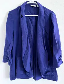 Chicos‎ Blazer Womens 2 Large Blue Lightweight Coastal Beachy Minimalist Career