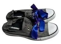 Converse Slip-On Sneakers with Royal Blue & Purple Ribbon Laces‎ Custom Design