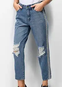 Empyre Eileen Checkerboard Striped Mom Jeans