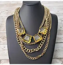 14th & Union Statement Necklace - Gold Tone Layered With Yellow Gems