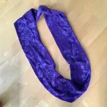 Purple + Silver Metallic Fleur de Lis Floral Infinity Scarf