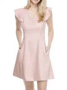 Gal Meets Glam Laurie Flutter Sleeve Mini Dress in Pink, Size 2