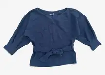 Anthropologie Métier Structured Ribbed Belted Top Blue Size S