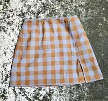 Sunday Best Plaid Blue/Tan Mini Skirt