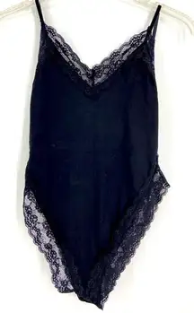 Majorelle, Bodysuit with lace edges, snap bottom, adjustable straps, size small‎