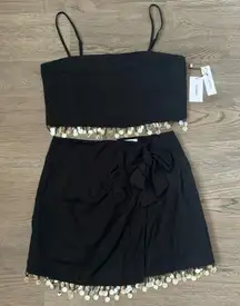 Jason Wu Pearl‎ Fringe Linen Blend Crop Top + Skirt Set - Size 6 - NWT