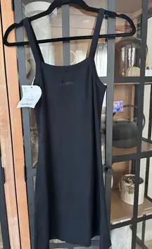 NWT Djerf Avenue Daily Tank Dress Ribbed Black logo embroidered mini bodycon