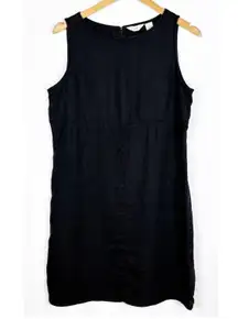 J.Jill Black Linen Shift Dress Sleeveless Size 12 Lagenlook