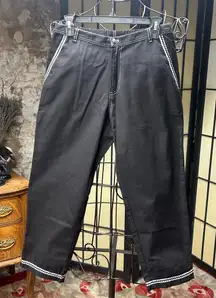 VTG Deadstock Fenini Black With White Ribbon/Black  Ricrac Trim Pants: Small