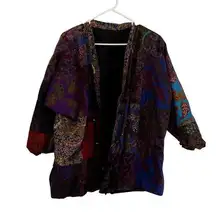 Reversible vintage boho style 80's patchwork pockets jacket buttons comfort