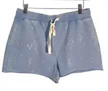 Thread Supply Light Blue White Splash Print Sweat Shorts Women's Medium